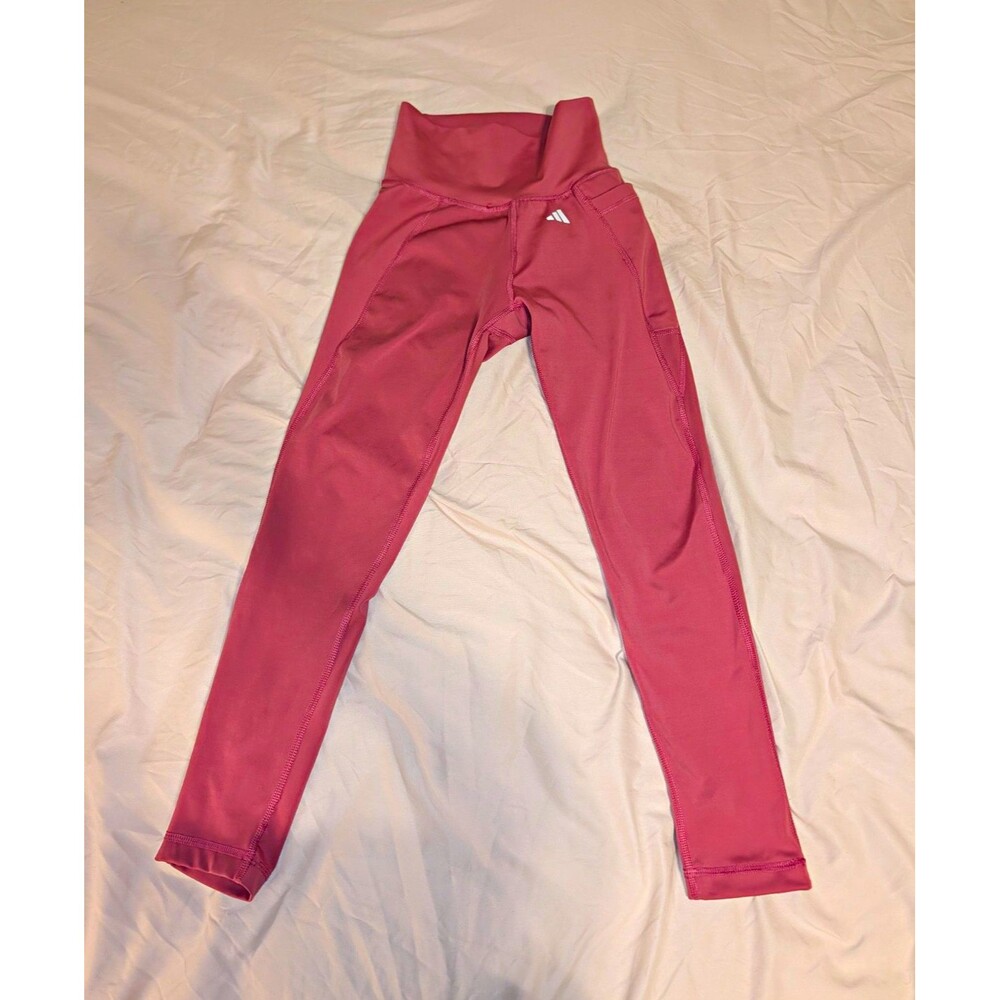 adidas AEROREADY High Rise Pink Leggings XS Stretch Elastic Waist Training